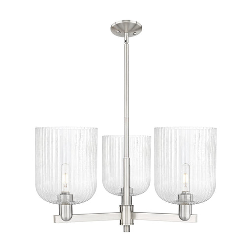 Innovations Bridal Veil 30in 3-Light Pendant | Industrial Satin Nickel Steel and Seedy Glass | Kitchen Island & Dining Room | Model 716-3CR-SN-G559-8SDY