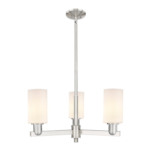 Innovations Clymer 26in 3-Light Pendant | Industrial Satin Nickel and Matte White Glass | Kitchen Island & Dining Room | 25.62 x | Model 716-3CR-SN-G801