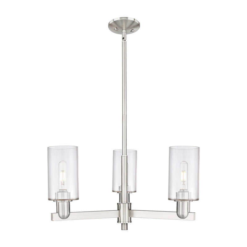 Innovations Clymer 26in 3-Light Pendant | Industrial Satin Nickel Steel and Clear Glass | Kitchen Island & Dining Room | 25.62 x | Model 716-3CR-SN-G802