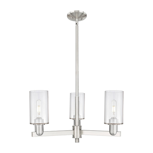 Innovations Clymer 26in 3-Light Pendant | Industrial Satin Nickel Steel and Clear Glass | Kitchen Island & Dining Room | 25.62 x | Model 716-3CR-SN-G802