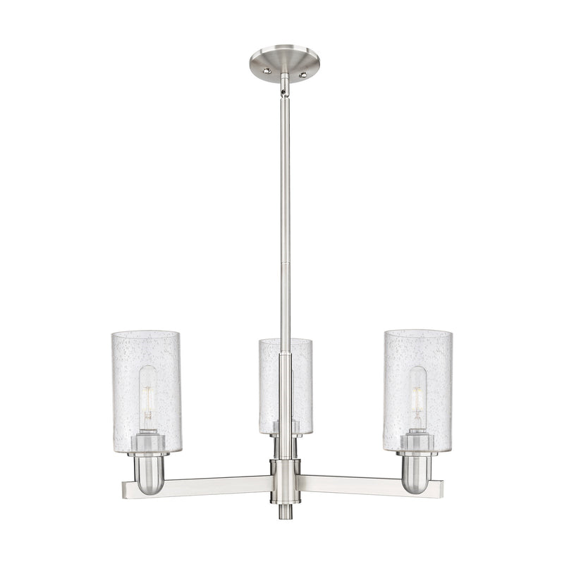 Innovations Clymer 26in 3-Light Pendant | Industrial Satin Nickel Steel and Seedy Glass | Kitchen Island & Dining Room | 25.62 x | Model 716-3CR-SN-G804