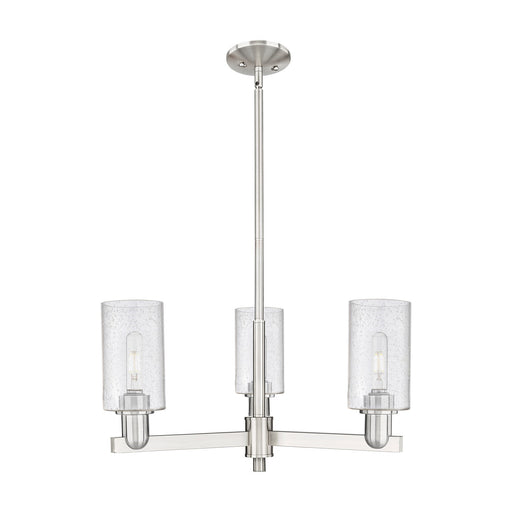 Innovations Clymer 26in 3-Light Pendant | Industrial Satin Nickel Steel and Seedy Glass | Kitchen Island & Dining Room | 25.62 x | Model 716-3CR-SN-G804