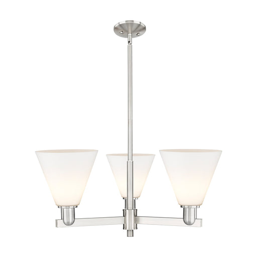 Innovations Berkshire Glass 30in 3-Light Pendant | Industrial Satin Nickel Steel and Matte White Glass | Kitchen Island & Dining | Model 716-3CR-SN-GBC-81