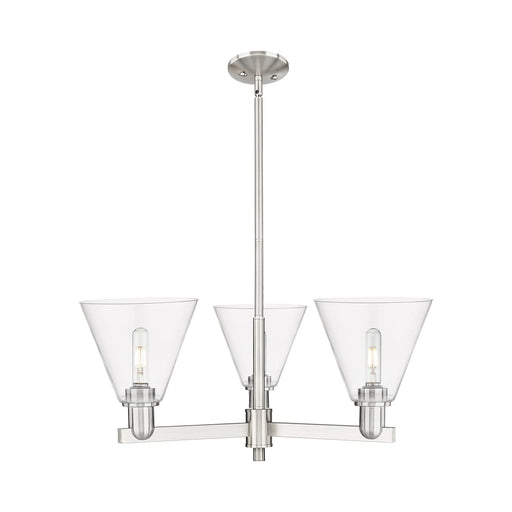 Innovations Berkshire Glass 30in 3-Light Pendant | Industrial Satin Nickel Steel and Clear Glass | Kitchen Island & Dining Room | Model 716-3CR-SN-GBC-82