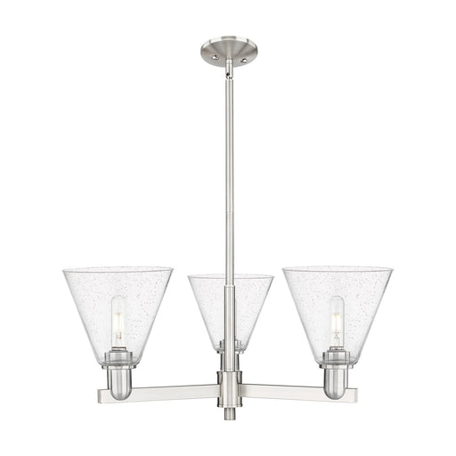 Innovations Berkshire Glass 30in 3-Light Pendant | Industrial Satin Nickel Steel and Seedy Glass | Kitchen Island & Dining Room | Model 716-3CR-SN-GBC-84