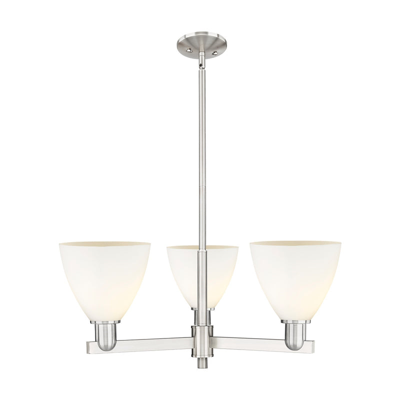 Innovations Bristol 29in 3-Light Pendant | Industrial Satin Nickel Steel and Matte White Glass | Kitchen Island & Dining Room | Model 716-3CR-SN-GBD-751