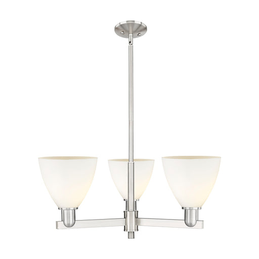 Innovations Bristol 29in 3-Light Pendant | Industrial Satin Nickel Steel and Matte White Glass | Kitchen Island & Dining Room | Model 716-3CR-SN-GBD-751