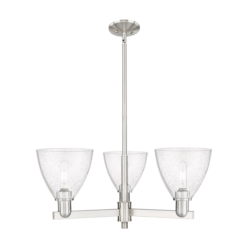 Innovations Bristol 29in 3-Light Pendant | Industrial Satin Nickel Steel and Seedy Glass | Kitchen Island & Dining Room | 29.25 | Model 716-3CR-SN-GBD-754