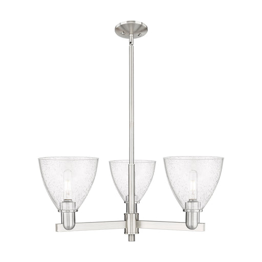 Innovations Bristol 29in 3-Light Pendant | Industrial Satin Nickel Steel and Seedy Glass | Kitchen Island & Dining Room | 29.25 | Model 716-3CR-SN-GBD-754