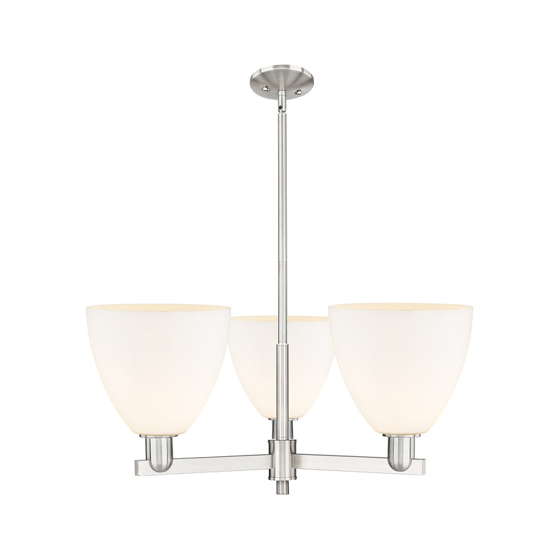Innovations Bristol 31in 3-Light Pendant | Industrial Satin Nickel Steel and Matte White Glass | Kitchen Island & Dining Room | Model 716-3CR-SN-GBD-91