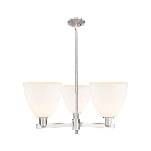 Innovations Bristol 31in 3-Light Pendant | Industrial Satin Nickel Steel and Matte White Glass | Kitchen Island & Dining Room | Model 716-3CR-SN-GBD-91