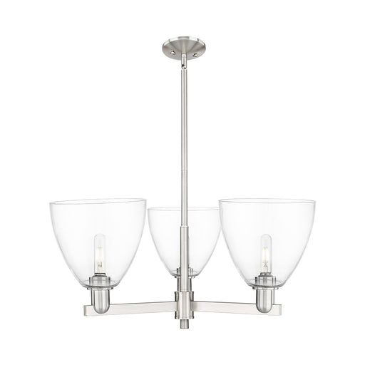 Innovations Bristol 31in 3-Light Pendant | Industrial Satin Nickel Steel and Clear Glass | Kitchen Island & Dining Room | Damp | Model 716-3CR-SN-GBD-92