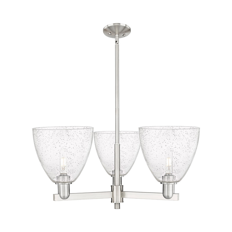 Innovations Bristol 31in 3-Light Pendant | Industrial Satin Nickel Steel and Seedy Glass | Kitchen Island & Dining Room | 30.75 | Model 716-3CR-SN-GBD-94