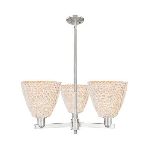 Innovations Bristol Natural 31in 3-Light Pendant | Industrial Satin Nickel Steel and Natural Fiber Dome Shade | Kitchen | Model 716-3CR-SN-NBD-9-NAT