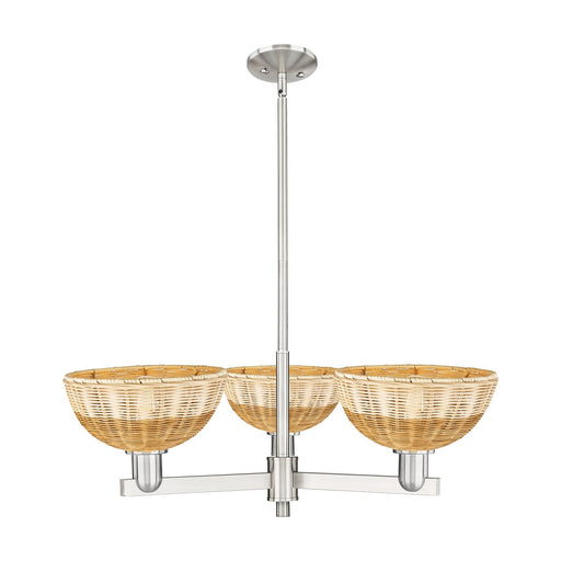Innovations Bristol Natural II 31in 3-Light Pendant | Industrial Satin Nickel Steel and Natural Fiber Dome Shade | Kitchen | Model 716-3CR-SN-NBD2-9-NAT