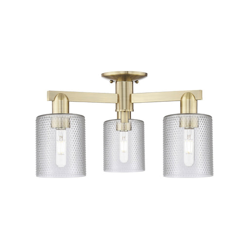 Innovations Cobbleskill 23in 3-Light Semi-Flush Mount | Industrial Antique Brass Steel and Clear Glass | Kitchen & Hallway | 22.5 x | Model 716-3F-AB-G112