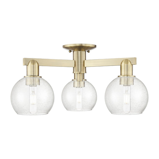 Innovations Athens 23in 3-Light Semi-Flush Mount | Industrial Antique Brass Steel and Seedy Glass | Entryway & Hallway | 23.38 x | Model 716-3F-AB-G124-6