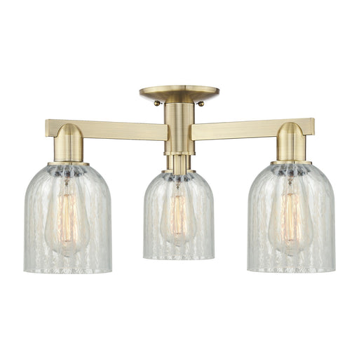 Innovations Caledonia 23in 3-Light Semi-Flush Mount | Industrial Antique Brass Steel and Mouchette Glass | Entryway & Hallway | Model 716-3F-AB-G2511