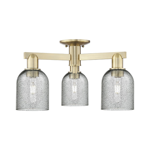 Innovations Caledonia 23in 3-Light Semi-Flush Mount | Industrial Antique Brass and Charcoal Glass | Kitchen & Hallway | 22.5 x | Model 716-3F-AB-G257