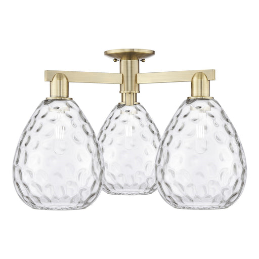 Innovations Waverly 26in 3-Light Semi-Flush Mount | Industrial Antique Brass and Clear Glass | Entryway & Hallway | 25.5 x 25.5 x | Model 716-3F-AB-G372