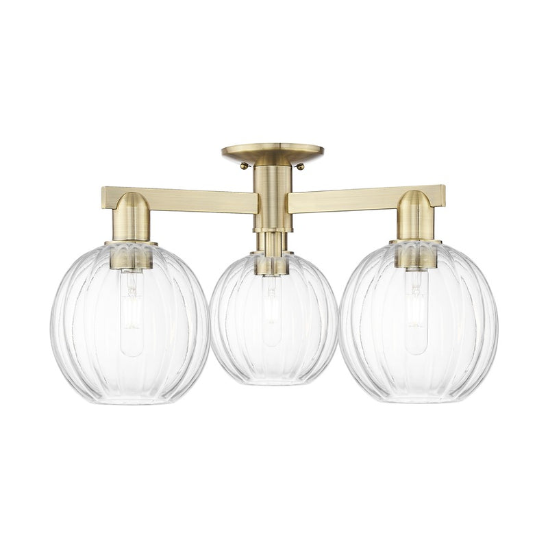 Innovations Preston 3Lt 25" Globe Semi-Flush, AB/Clear - 716-3F-AB-G458-7CL