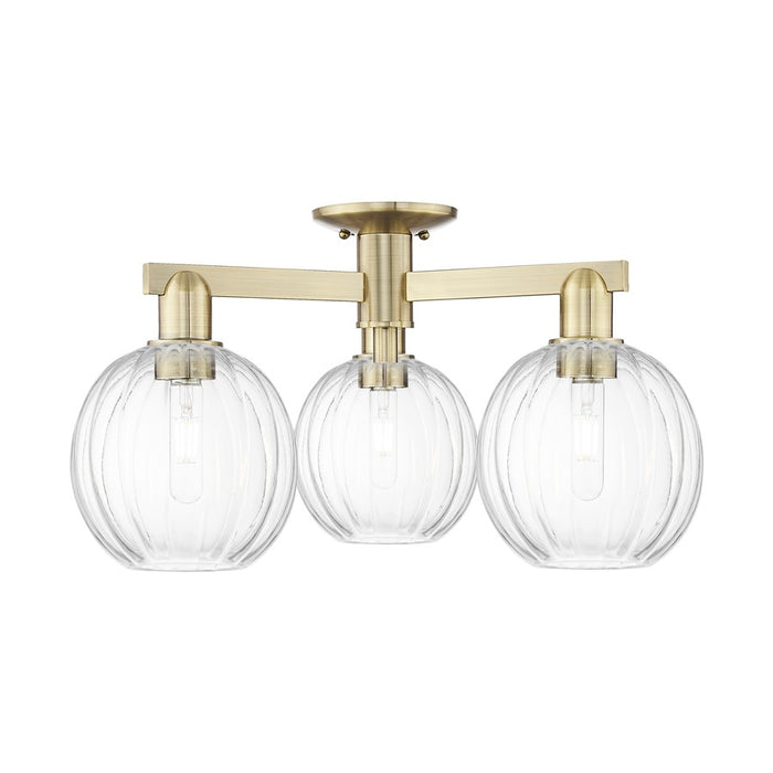 Innovations Preston 3Lt 25" Globe Semi-Flush, AB/Clear - 716-3F-AB-G458-7CL