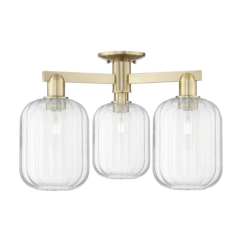 Innovations Preston 3Lt 24" Jar Semi-Flush, AB/Clear - 716-3F-AB-G460-7CL