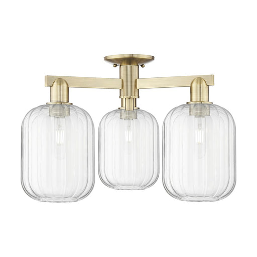 Innovations Preston 3Lt 24" Jar Semi-Flush, AB/Clear - 716-3F-AB-G460-7CL