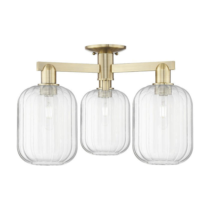 Innovations Preston 3Lt 24" Jar Semi-Flush, AB/Clear - 716-3F-AB-G460-7CL