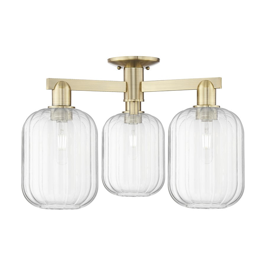 Innovations Preston 3Lt 24" Jar Semi-Flush, AB/Clear - 716-3F-AB-G460-7CL