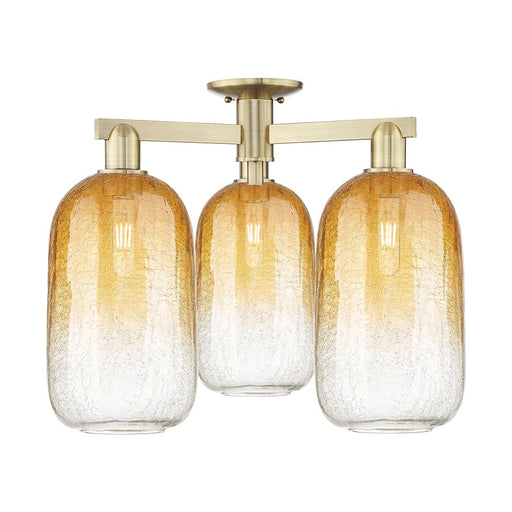 Innovations Brookhaven Cloche 3Lt 25" Semi-Flush, AB/Amber - 716-3F-AB-G482-7AM