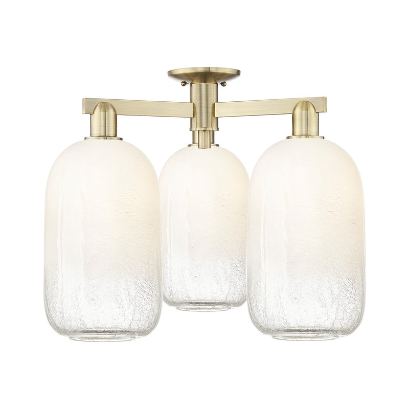 Innovations Brookhaven Cloche 24.5in 3-Light Semi-Flush Mount | Industrial Antique Brass Steel and Opal Glass | Entryway & | Model 716-3F-AB-G482-7OP