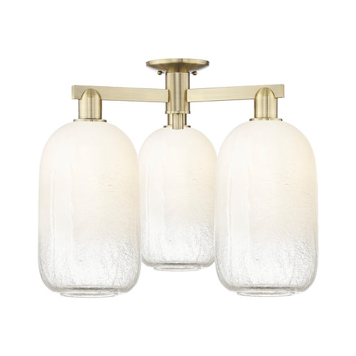 Innovations Brookhaven Cloche 24.5in 3-Light Semi-Flush Mount | Industrial Antique Brass Steel and Opal Glass | Entryway & | Model 716-3F-AB-G482-7OP