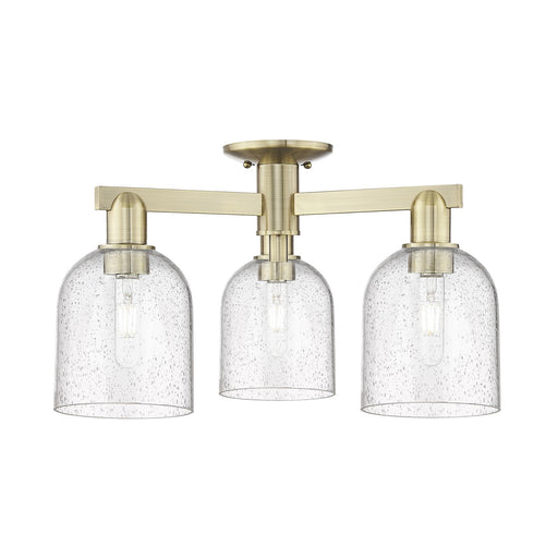 Innovations Bella 23in 3-Light Semi-Flush Mount | Industrial Antique Brass Steel and Seedy Glass | Living Room & Dining Room | Model 716-3F-AB-G558-6SDY