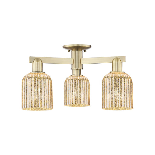 Innovations Bridal Veil 22.5in 3-Light Semi-Flush Mount | Industrial Antique Brass and Mercury Ribbed Glass | Entryway & | Model 716-3F-AB-G559-5ME