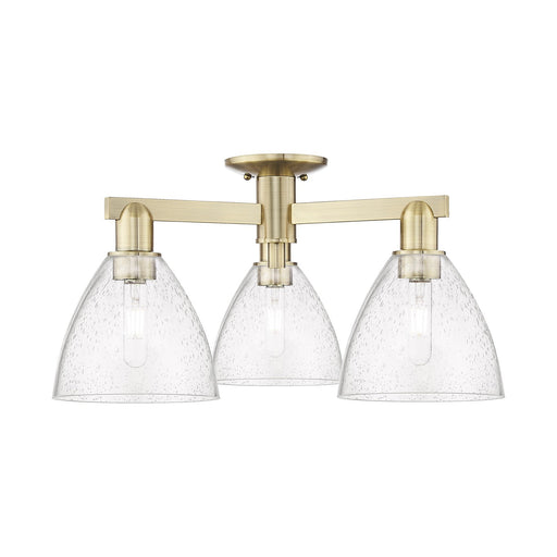 Innovations Bristol 25in 3-Light Semi-Flush Mount | Industrial Antique Brass Steel and Seedy Glass | Living Room & Entryway | 25 | Model 716-3F-AB-GBD-754
