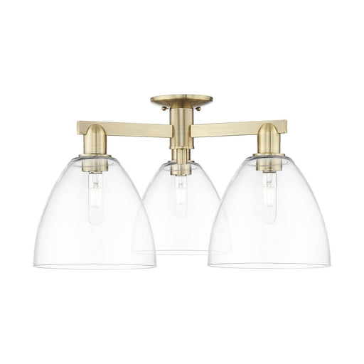 Innovations Bristol 27in 3-Light Semi-Flush Mount | Industrial Antique Brass and Clear Glass | Living Room & Dining Room | 26.5 x | Model 716-3F-AB-GBD-92
