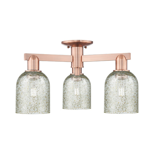 Innovations Caledonia 23in 3-Light Semi-Flush Mount | Industrial Antique Copper Steel and Mica Glass | Living Room & Dining Room | Model 716-3F-AC-G259