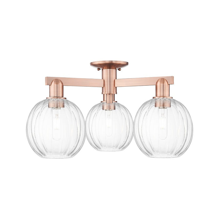 Innovations Preston 3Lt 25" Globe Semi-Flush, Copper/Clear - 716-3F-AC-G458-7CL