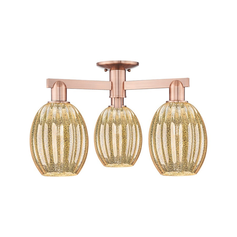 Innovations Preston 3Lt 24" Bulb Semi-Flush, Copper/Mercury - 716-3F-AC-G459-6ME