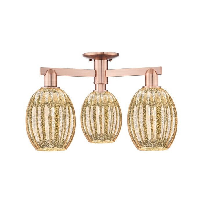 Innovations Preston 3Lt 24" Bulb Semi-Flush, Copper/Mercury - 716-3F-AC-G459-6ME
