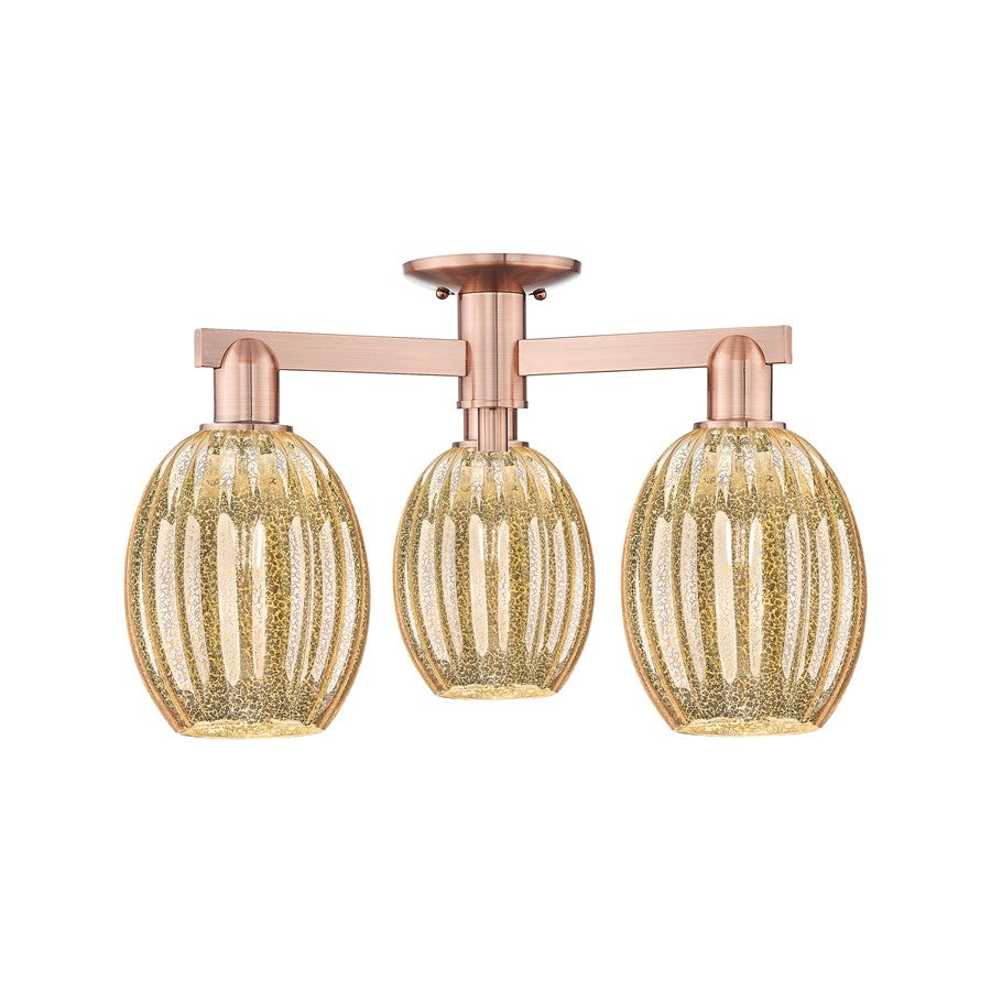 Innovations Preston 3Lt 24" Bulb Semi-Flush, Copper/Mercury - 716-3F-AC-G459-6ME