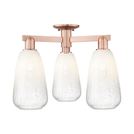 Innovations Brookhaven Almond 23.5in 3-Light Semi-Flush Mount | Industrial Antique Copper Steel and Opal Glass | Entryway & | Model 716-3F-AC-G480-6OP