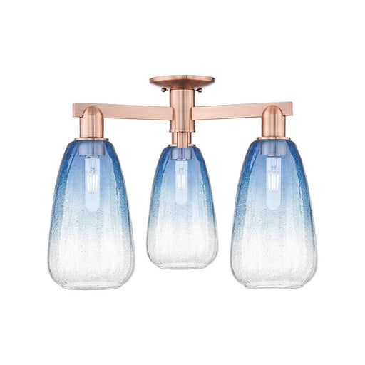 Innovations Brookhaven Almond 3Lt 24" Semi-Flush, Copper/SB - 716-3F-AC-G480-6SB