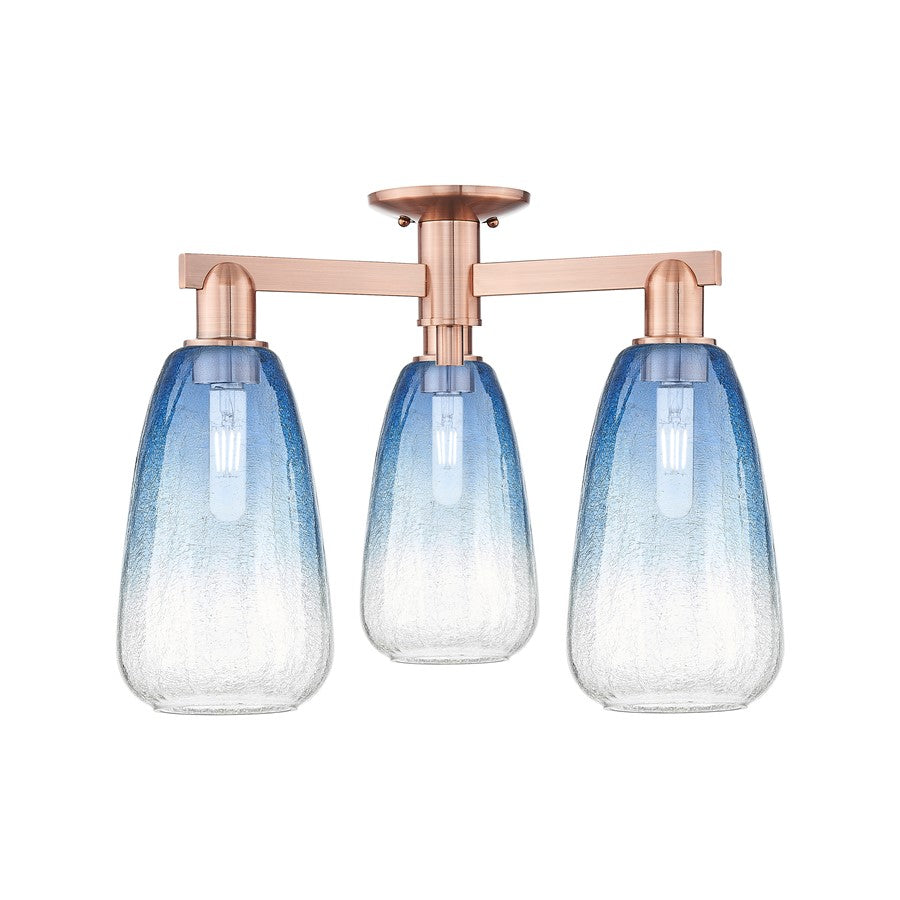 Innovations Brookhaven Almond 3Lt 24" Semi-Flush, Copper/SB - 716-3F-AC-G480-6SB