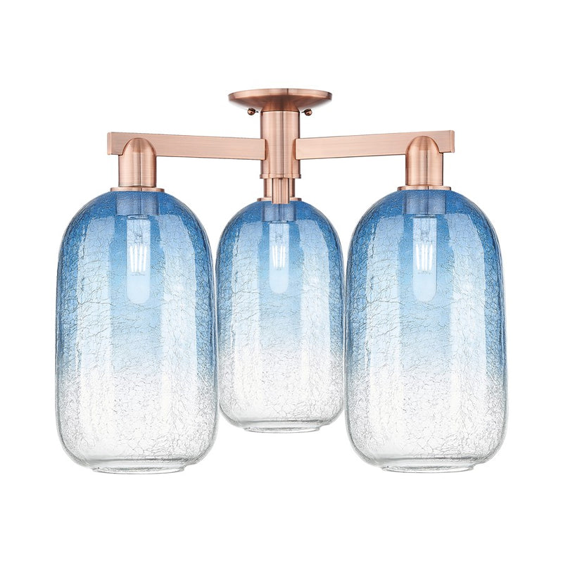 Innovations Brookhaven Cloche 3Lt 25" Semi-Flush, Copper/SB - 716-3F-AC-G482-7SB