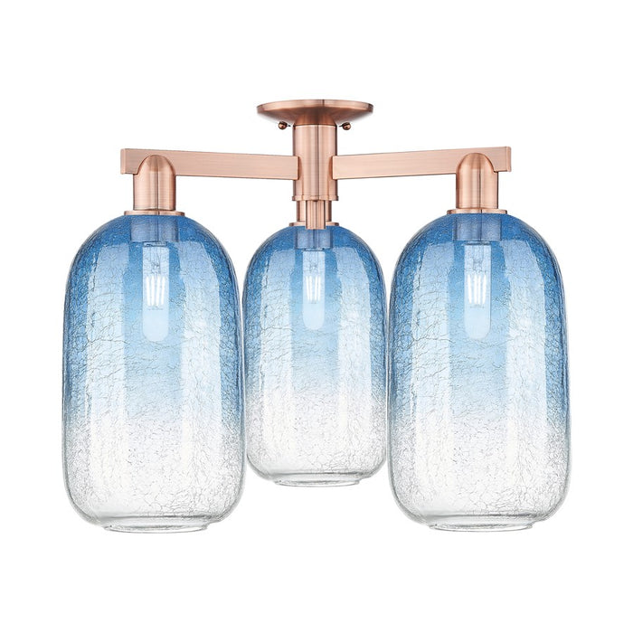 Innovations Brookhaven Cloche 3Lt 25" Semi-Flush, Copper/SB - 716-3F-AC-G482-7SB