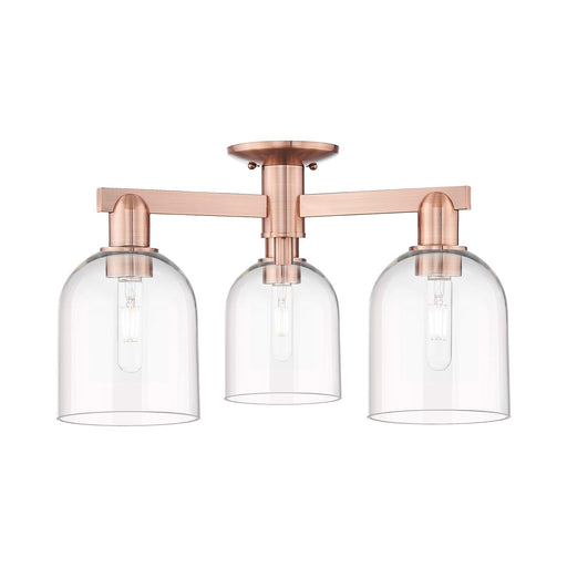 Innovations Bella 23in 3-Light Semi-Flush Mount | Industrial Antique Copper Steel and Clear Glass | Entryway & Hallway | 23 x | Model 716-3F-AC-G558-6CL
