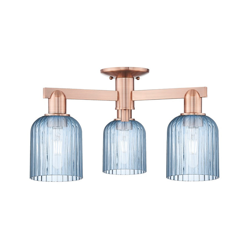 Innovations Bridal Veil 3Lt 23" Semi-Flush, Copper/Blue - 716-3F-AC-G559-5BL