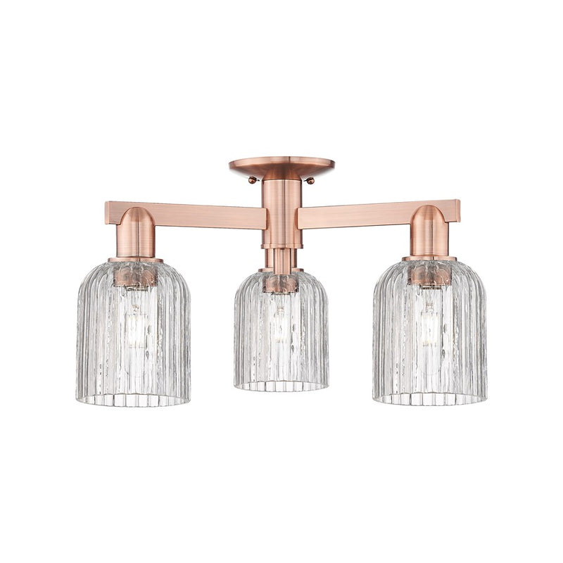 Innovations Bridal Veil 3Lt 23" Semi-Flush, Copper/Clear - 716-3F-AC-G559-5CL